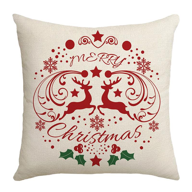Red Christmas Pillow Cover Polyester Letter Print Home Sofa Pillow Cover Cushion