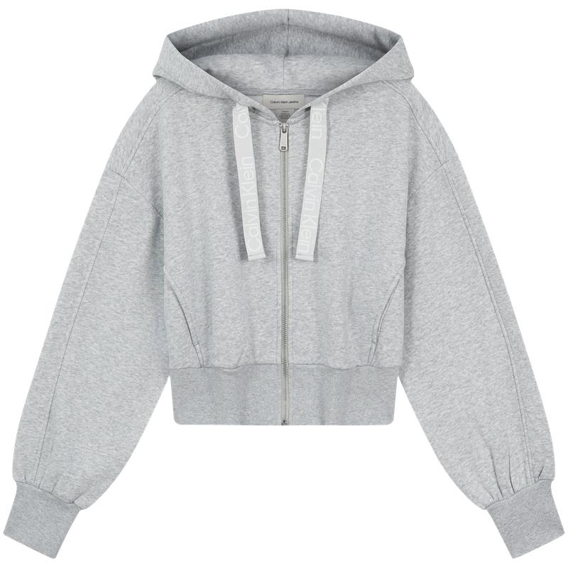 

Calvin Klein Loose Fleece Jacquard Tape Hooded Cardigan Sweatshirt Women sweatshirt 47D284G XS