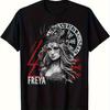 Graphic T-Shirt Featuring The Viking Goddess Freya Designed Norse Mythology Elements Showcasing