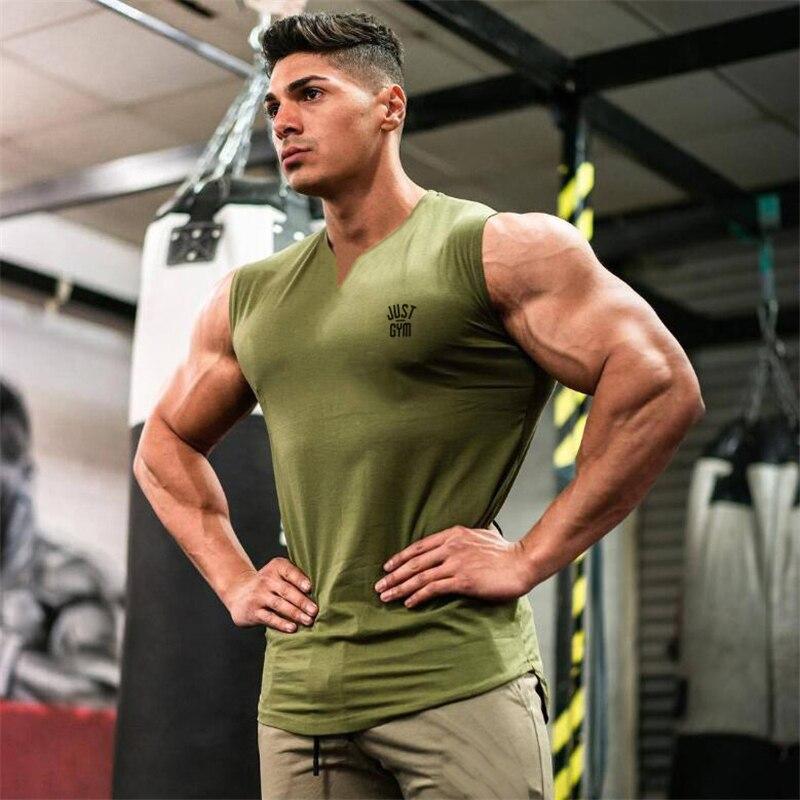 Muscleguys Fashion Trendy Tops Men's Sleeveless T-shirt Bottoming Shirt Simple V-neck Vest