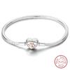925 Silver Heart Shaped Series Love Forever Shining Zircon Bracelets Fit DIY Charm Beads Birthday Jewelry Gift