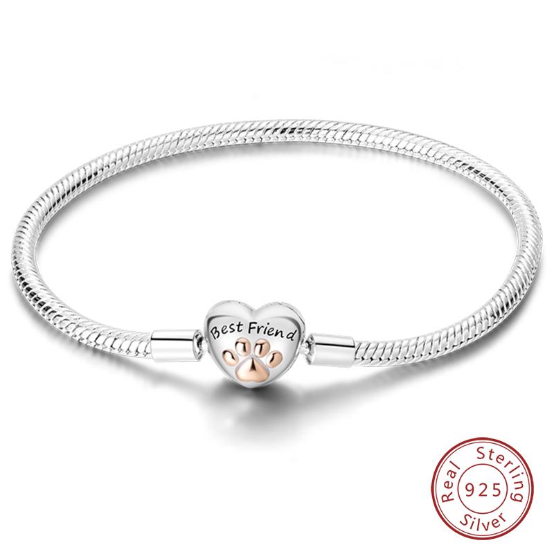 925 Silver Heart Shaped Series Love Forever Shining Zircon Bracelets Fit DIY Charm Beads Birthday Jewelry Gift