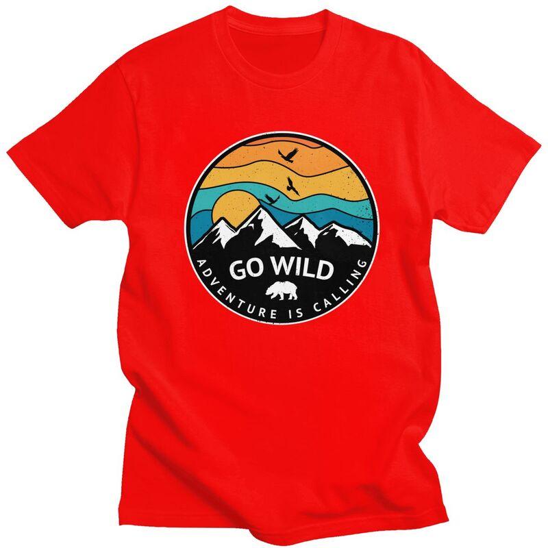 

Custom Adventure Camper T Shirts Men ShortSleeve Mountain Camping Tshirts Streetwear Tee Tops Pure Cotton Slim Fit Tshirt S