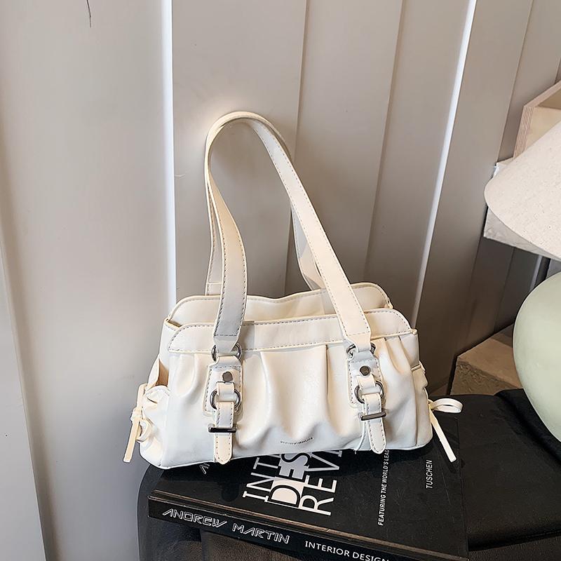 Y2K Fashion Women Shoulder Bag Metal Crinkle Underarm Bag Large Capacity PU Multi Function Handbag for Commute Shopping