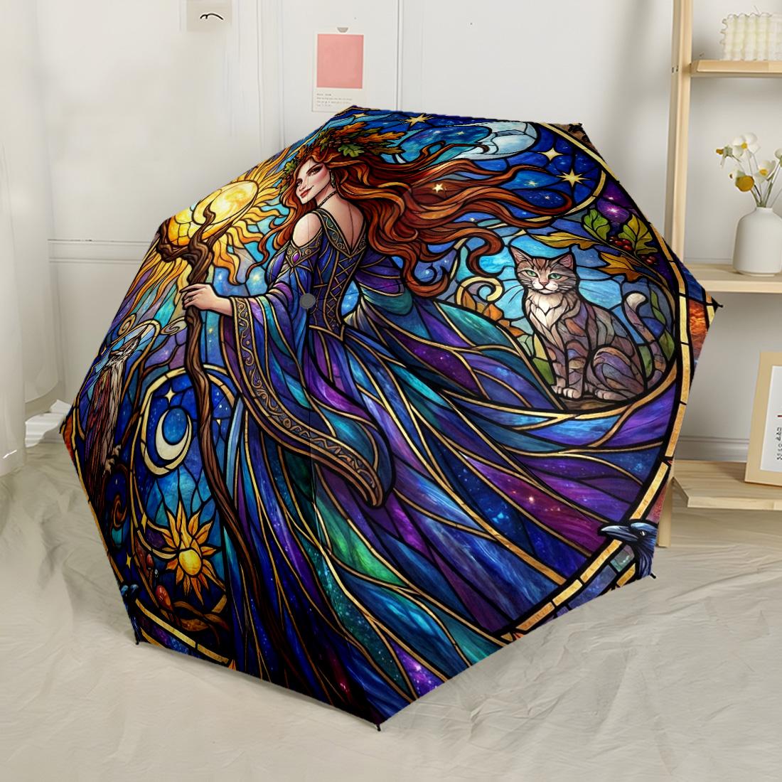 

Magical Cosmic Meditation Outdoor Automatic Umbrella Compact 8-Rib Lightweight Sturdy Construction All-Season Umbrella for Travel Fashion Lovers