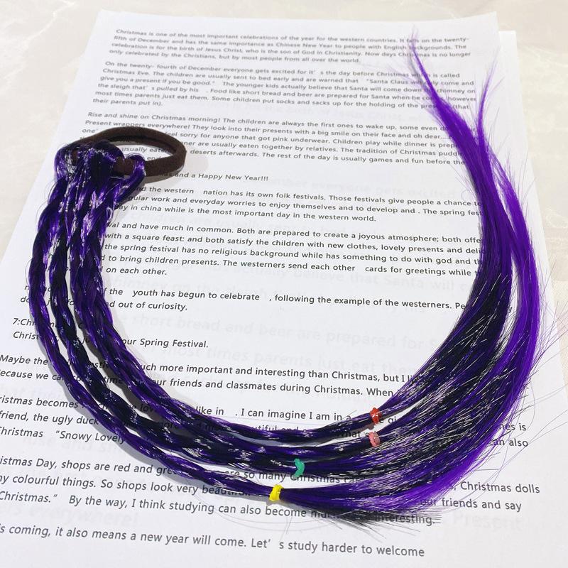 Girls Princess Fashion Wig with Braids Hair Ring Children's Style Baby Girls Little Girls Headdress