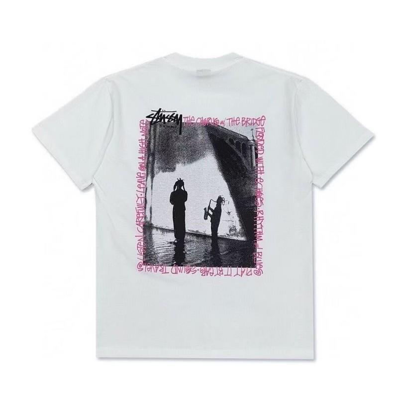 Stussy Short Sleeve T-Shirt Teens Loose Fit 270g Cotton Round Neck Casual Wear
