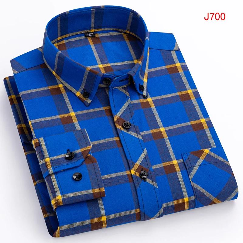 New Autumn Winter Fashion Men Casual Flannel Plaid Long Sleeve Shirts S-8XL Regular Fit Pocket Businessman Dress Shirts Daily