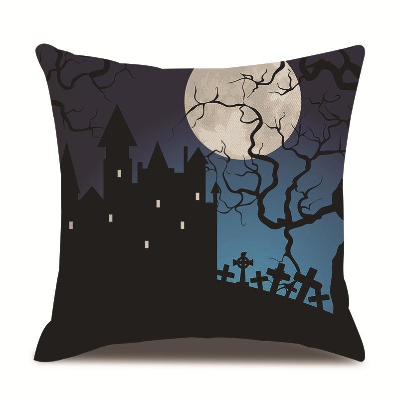 Halloweenský lněný povlak na polštář Tištěný povlak na polštář