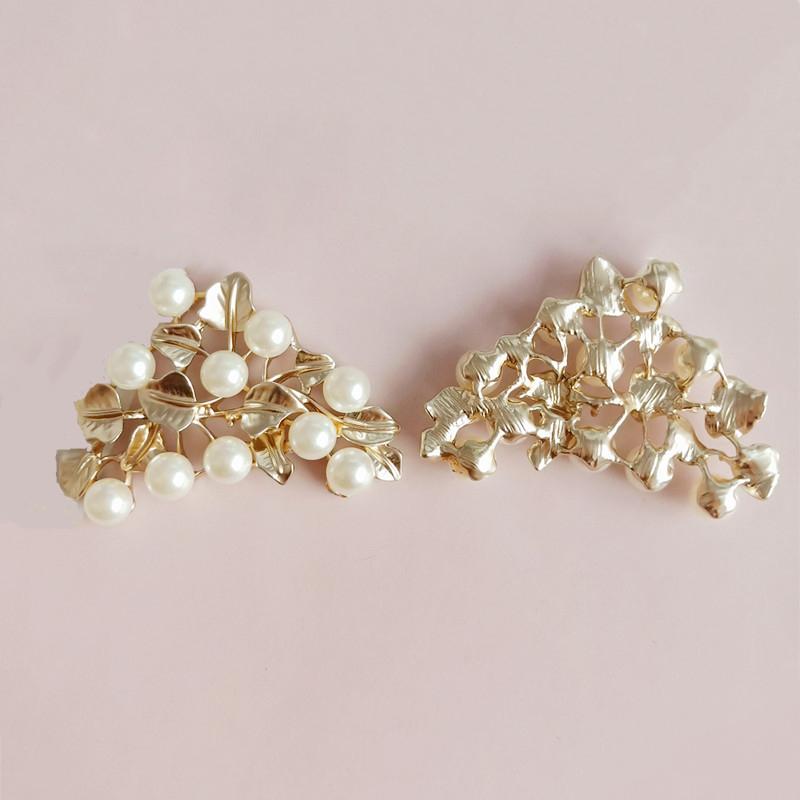 Engood 30Pcs Pearl Rhinestone Branches Button Sewing Trim & Embellishments Craft Buckle for DIY Wedding Bridal Headdress Jewelry