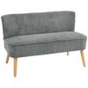 2-Seater Upholstered Sofa, Wood, Velvet-Like Polyester, Foam, 117 X 56.5 X 77 Cm, Grey