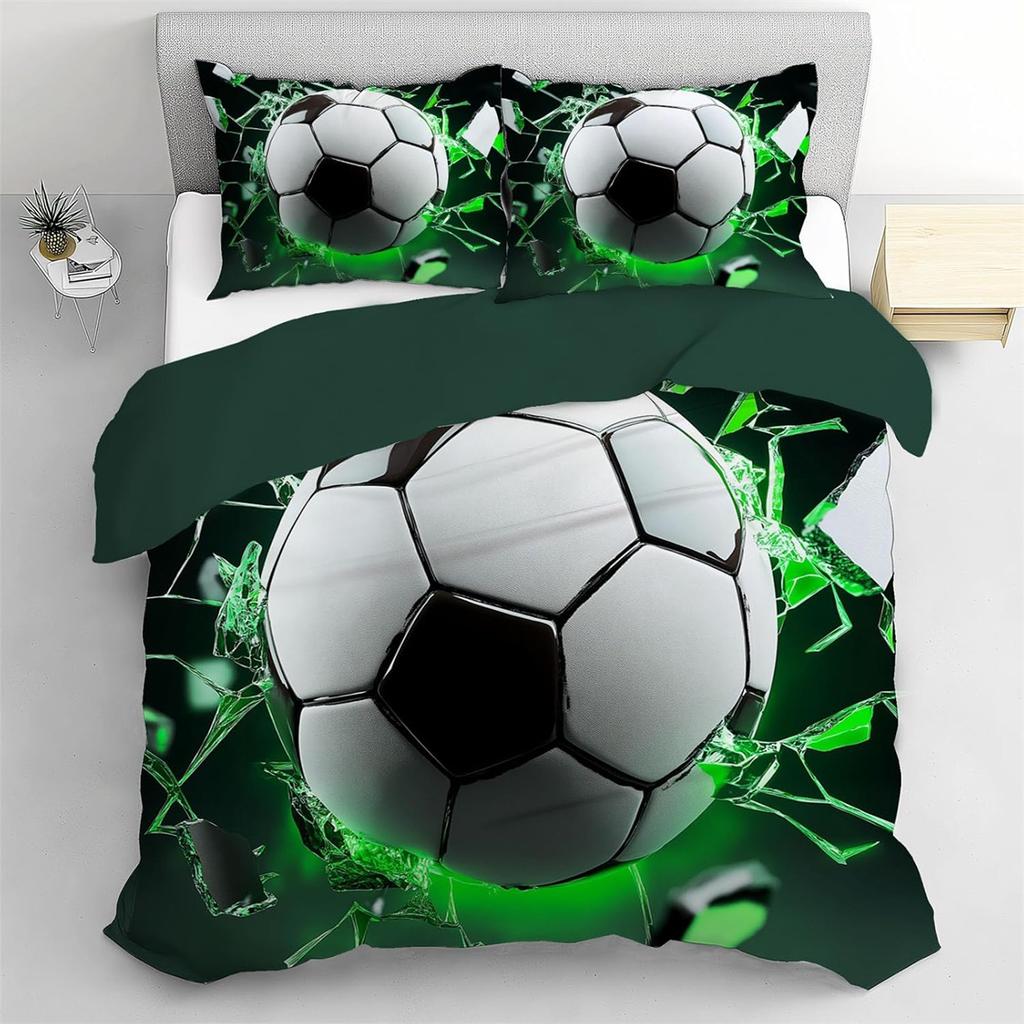 Set Copripiumino Singolo per Ragazzo, Set Biancheria da Letto Calcio Microfibra Morbida Poliestere Set Copripiumino Sportivo con 1 Federa 75*50cm