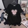 Women's Plus Size Loose-Fit Short-Sleeve Mid-Length T-Shirt (200-350 Jin)