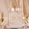 2025 Creamy White Retro French Handbag with Champagne Bow Textured Design - Wedding Candy Box