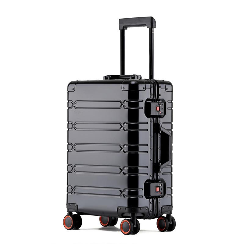 Aluminum-Magnesium Alloy Suitcase with Universal Wheels, 20/24/28-inch