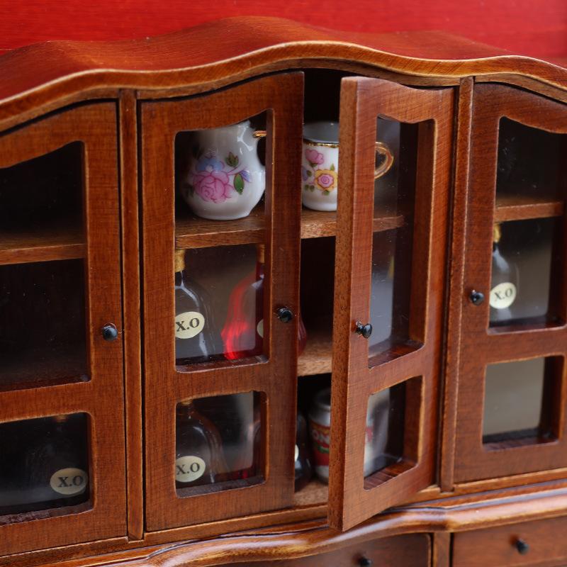 1 Pezzo 1:12 Artigianato in Legno in Miniatura Casa delle Bambole Armadietti Classici Europei Arredamento per Camera da Letto Decorazione Fai da Te