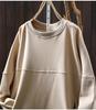 Women's Chic Loose-Fit Retro Sweatshirt with Round Neck, Appliqué & Contrast Stitching - Long Sleeve Casual Top