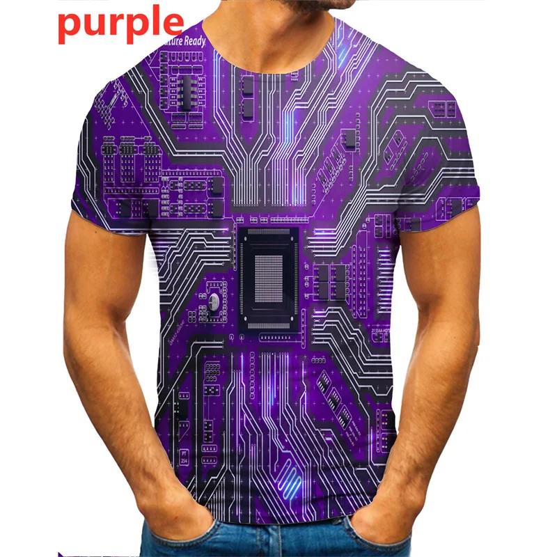 Funny CPU Processor Circuit Diagram Men's T-shirts Cool Designs 3D Electronic Chip Motherboard Mainboard Printing T-shirt