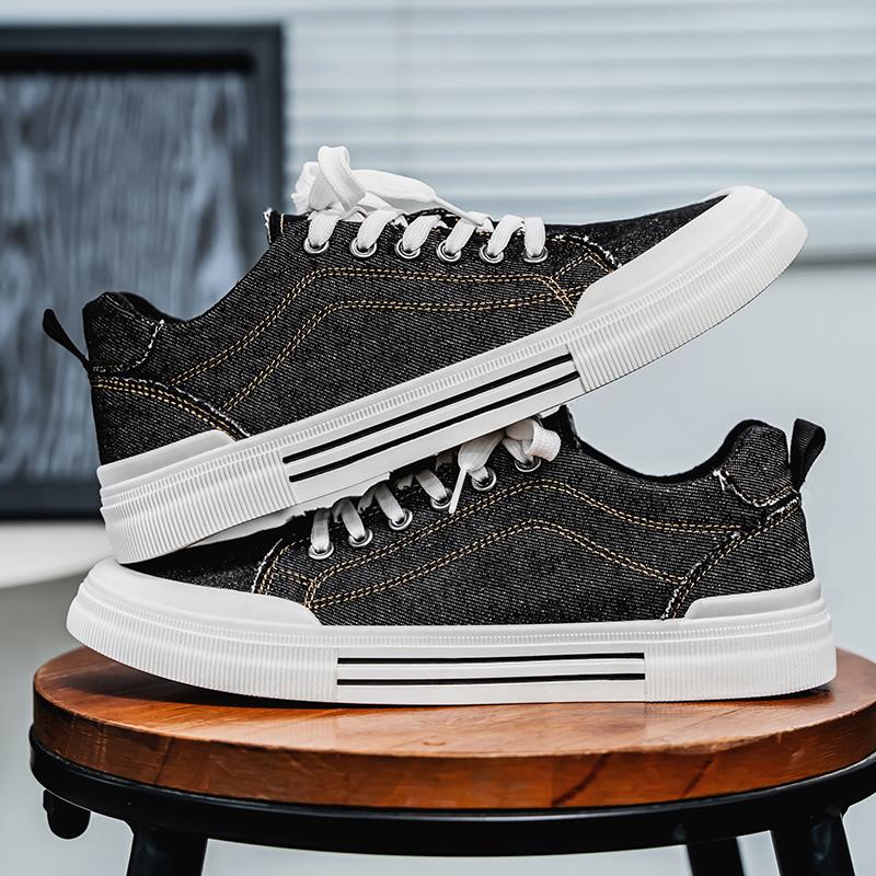 Nuove sneakers in denim streetwear moda uomo allacciate scarpe da passerella sneakers in tela da uomo scarpe hip-hop taglia grande 47 48 ragazzo trainer