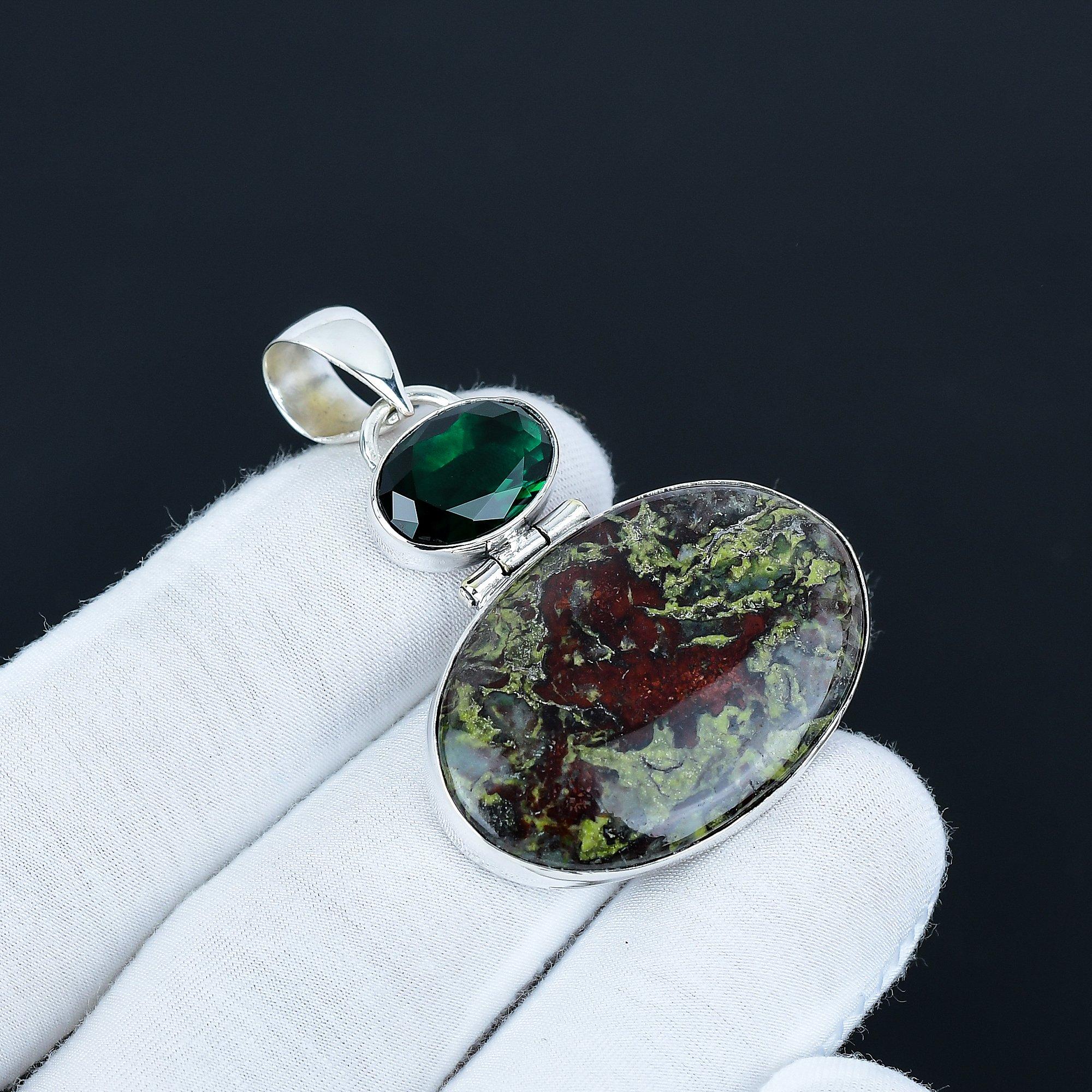 

Кулон с драконовой кровью и зеленым турмалином, украшения из стерлингового серебра 925 пробы, серебряный кулон, украшения для вечеринок, кулон для подарков 6.5 Cm зелёный