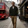 Men's Euro-American Workwear Jacket: Solid Color Zipper Ribbed Design for Spring & Autumn.