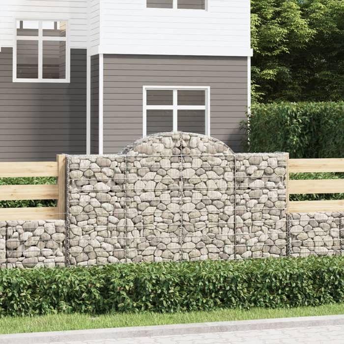 VidaXL Paniers à gabions arqués 9 pcs 200x30x120/140 cm Fer galvanisé, gabion, cage de gabion, panier de mur de gabion, mur 3146138