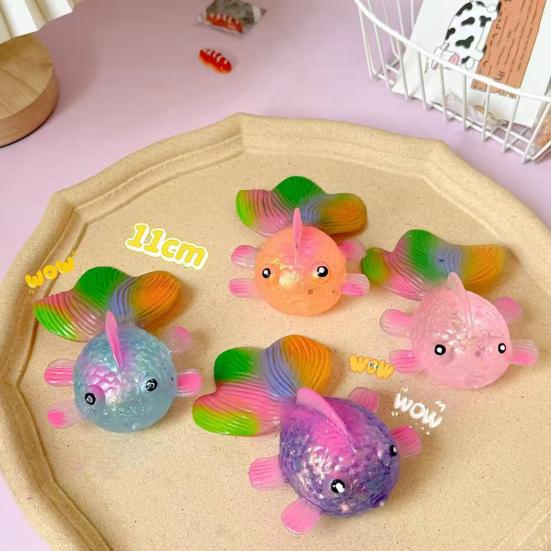 Glitter Powder Fish Squeeze Toy Stress Anxiety Relief Slow Rising Simulation Fish Sensory Toy Soft TPR Calming Animal Fidget Toy