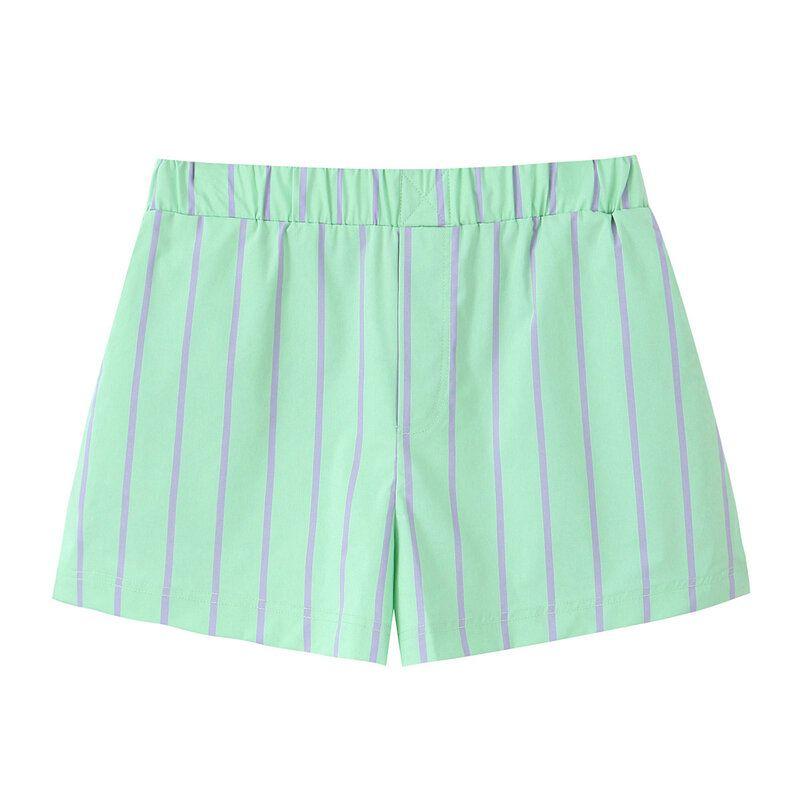 

Fashion Style 2024 Summer New Women s Clothing Casual Stripes Poplin Lapel Short Sleeve Shirt Shorts 4661039 Shorts XS