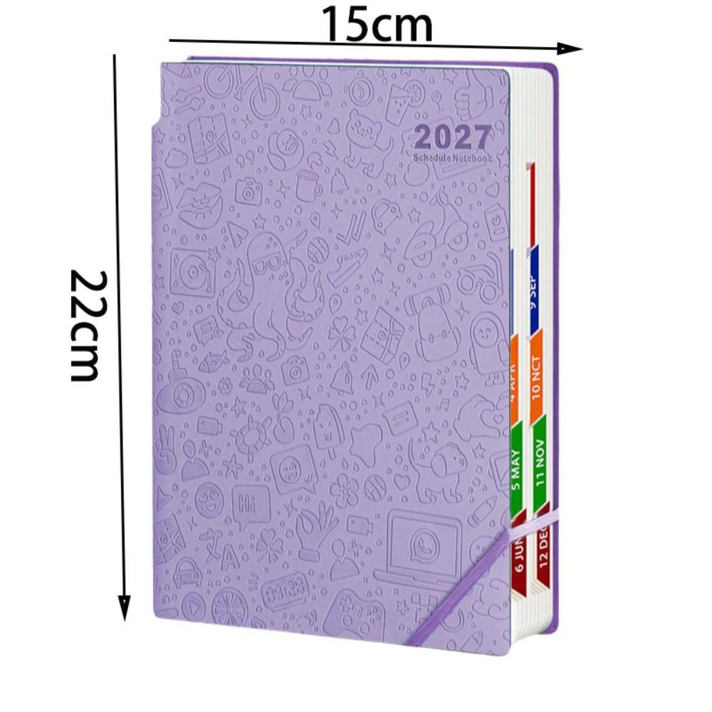 Embossed Cover 2027 English Planner Notebook Pen Holder Monthly Planner New Diary Notebook