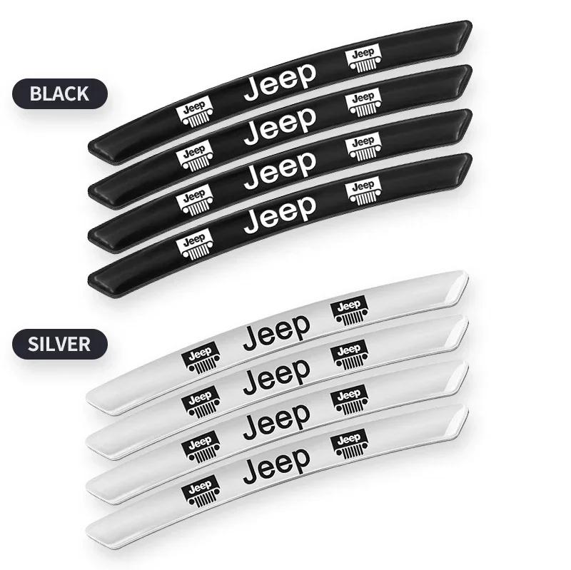 4Pcs Car Wheel Hub Badge Tire Rim 3D Stickers For Jeep Grand Cherokee Wrangler Gladiator Compass Renegade Wagoneer Avenger AKZ1