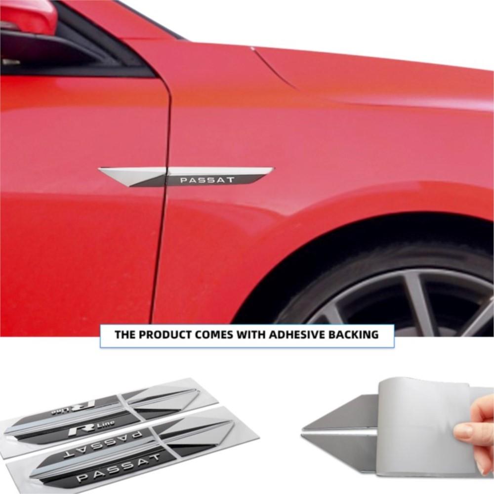 3D Car Fender Side Blade Emblem Stickers Auto Decorative Accessories For Volkswagen VW Passat Rline Golf Touareg Tiguan CC T-ROC