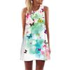 European and American New Digital Printing Round Neck Off-the-shoulder Sleeveless Vest Big Pendulum Loose Medium and Long Dress