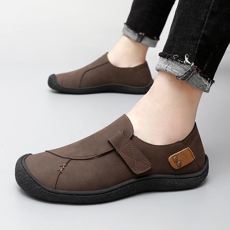 Large Size 2025 Autumn New One-pedal Versatile Doudou Shoes Genuine Leather Soft Sole Non-slip Men's Casual Shoes