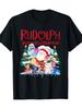 Festive Rudolph the Red-Nosed Reindeer Plus Size T-Shirt - Vibrant Black Tee Fea