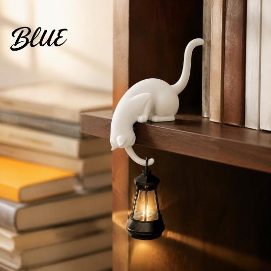 Ornamento Lanterna Gatto Stampato 3D da Appendere con Decorazione Scaffale Carino Che Sbircia Tavolo Accessori Casa Bizzarri Statua Angolo Gancio Portachiavi per Libreria