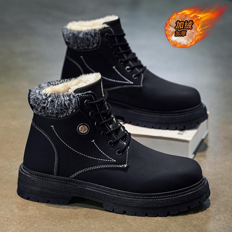 

Fleece warm Martin boots fashion military fan boots tooling boots men s high-top shoes waterproof snow boots factory hair 39