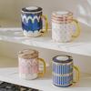 Vidsel Ceramic Couple Mug Gift Set with Lids and Spoons