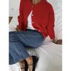 Womens Soft Knit Cardigan With Vintage Button Gray Wool Blend Sweater Outerwear Casual Chic