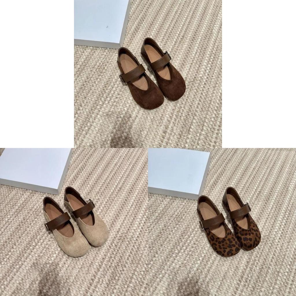 Vintage Leopard Print Mary Jane Shoes For Women With Buckle Flat Heel Casual Comfort