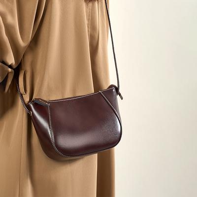 Borsa a Conchiglia Semplice Premium Retro in Pelle Bovina di Primo Strato da Donna Borsa a Spalla a Tracolla