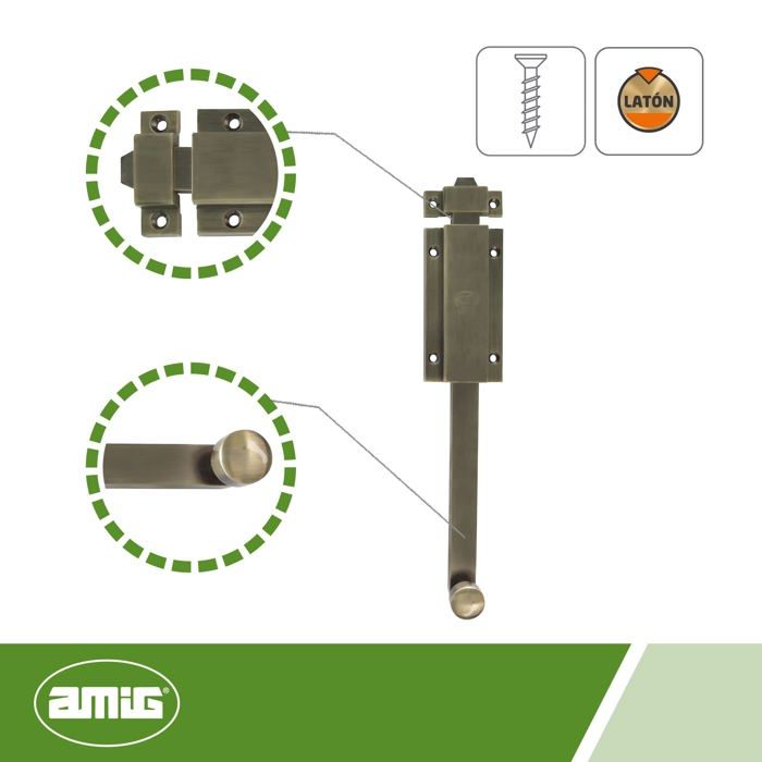Goupille Amig - 6956 - | Loquet 3700 | 400 mm | Laiton | Cuir
