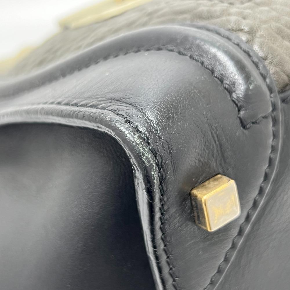 CELINE Luggage medium Bag Hand Bag Tote Bag Leather Black/gray