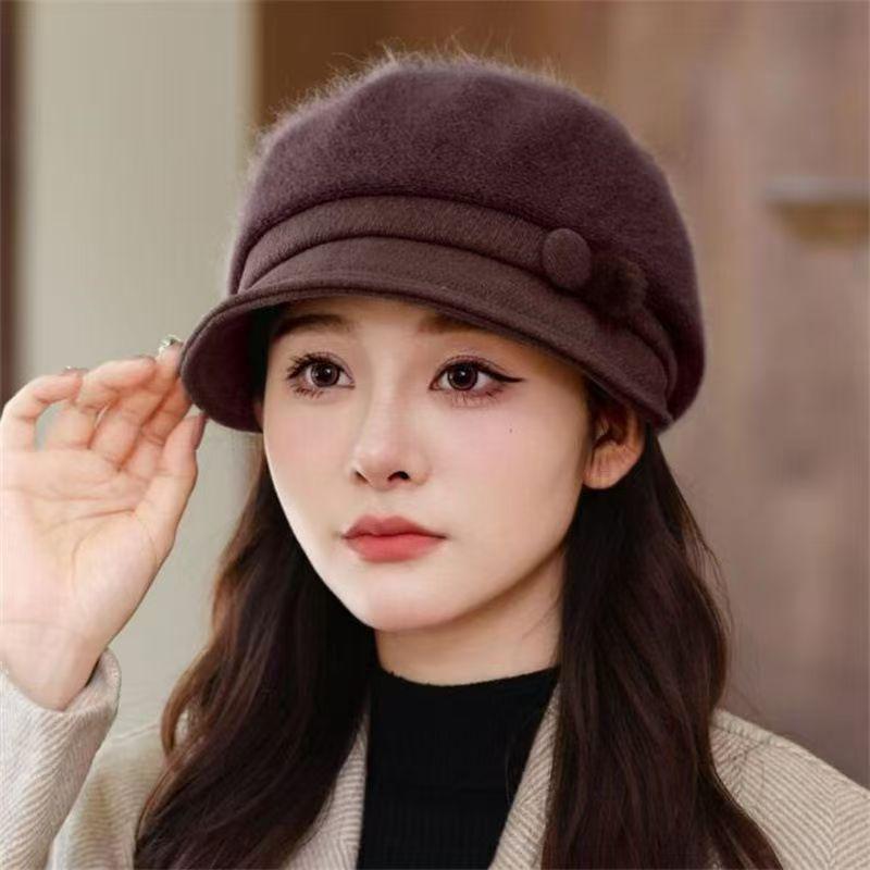 Women's Thickened Warm Rabbit Hair Knitted Hat & Scarf Set - Perfect for Autumn & Winter, Ideal for Moms, Grandmas & Elderly Ladies