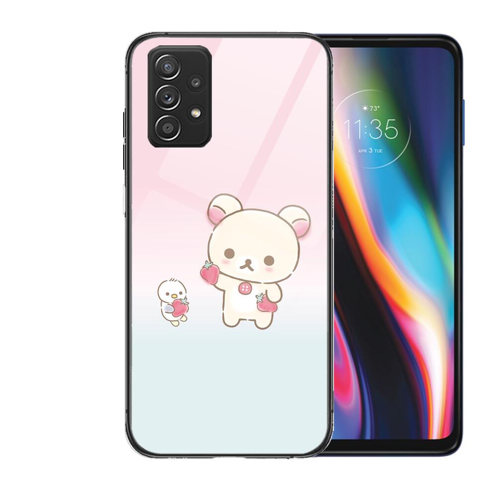 TOPLBPCS Cute Rilakkuma Tempered Glass Case Phone For Samsung Galaxy A51 A71 A60 A70S A70 A80 A21S A41 A20E A50 A30S 5g A32 A40S