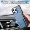 C1-11 for iPhone 16 Pro Case Card Holder Carbon Fiber Texture Leather Coated TPU Phone Cover
