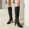 Women's High-heeled Boots Autumn and Winter New Simple Temperament Solid Color Large Size Versatile Medium Boots