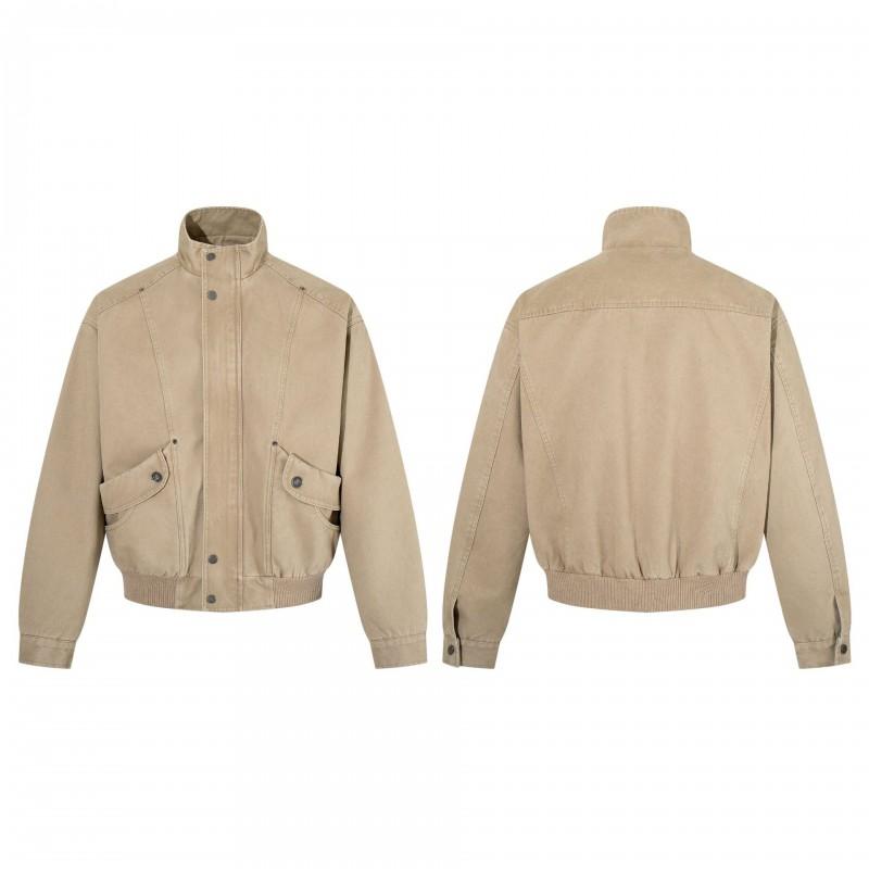 26121 High Street American Style Metal Buckle Jacket Loose Fit Cargo Coat Men