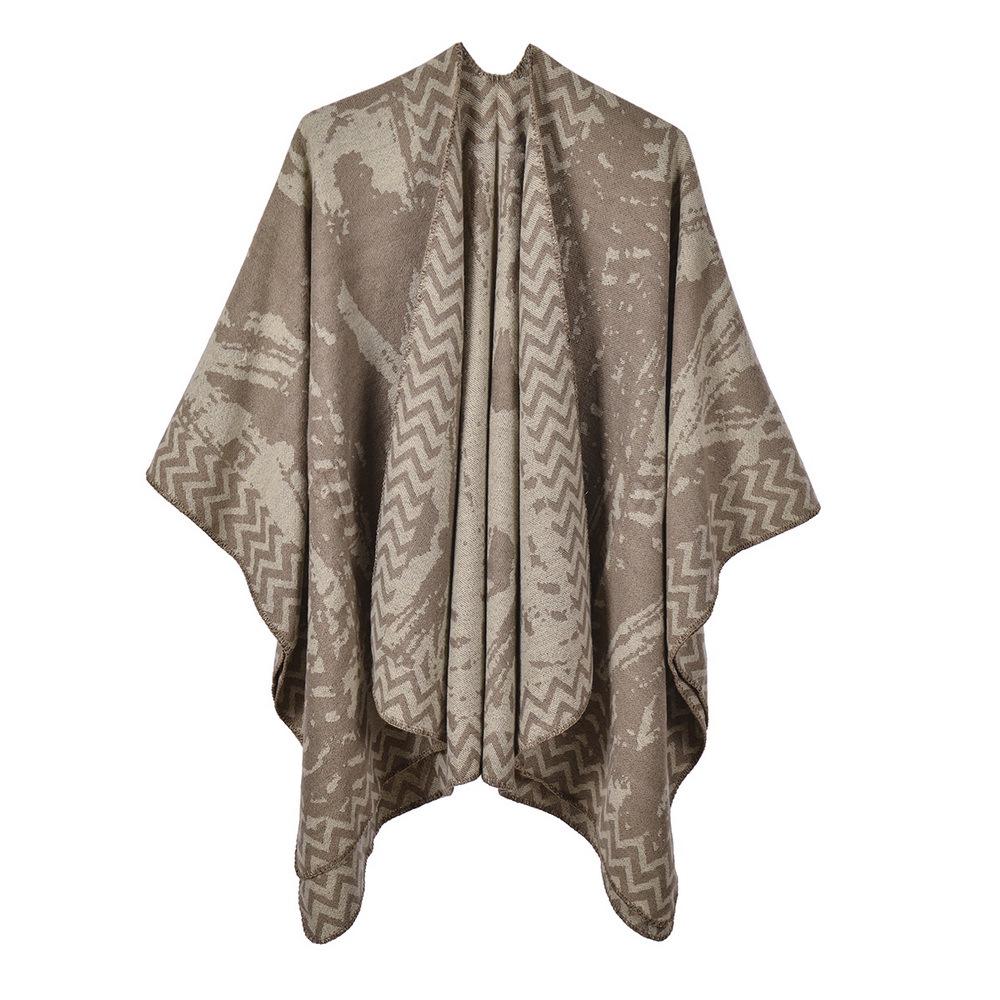 European & American Fashion Large Shawl - Thickened, Warm, Imitation Cashmere Cape Cloak