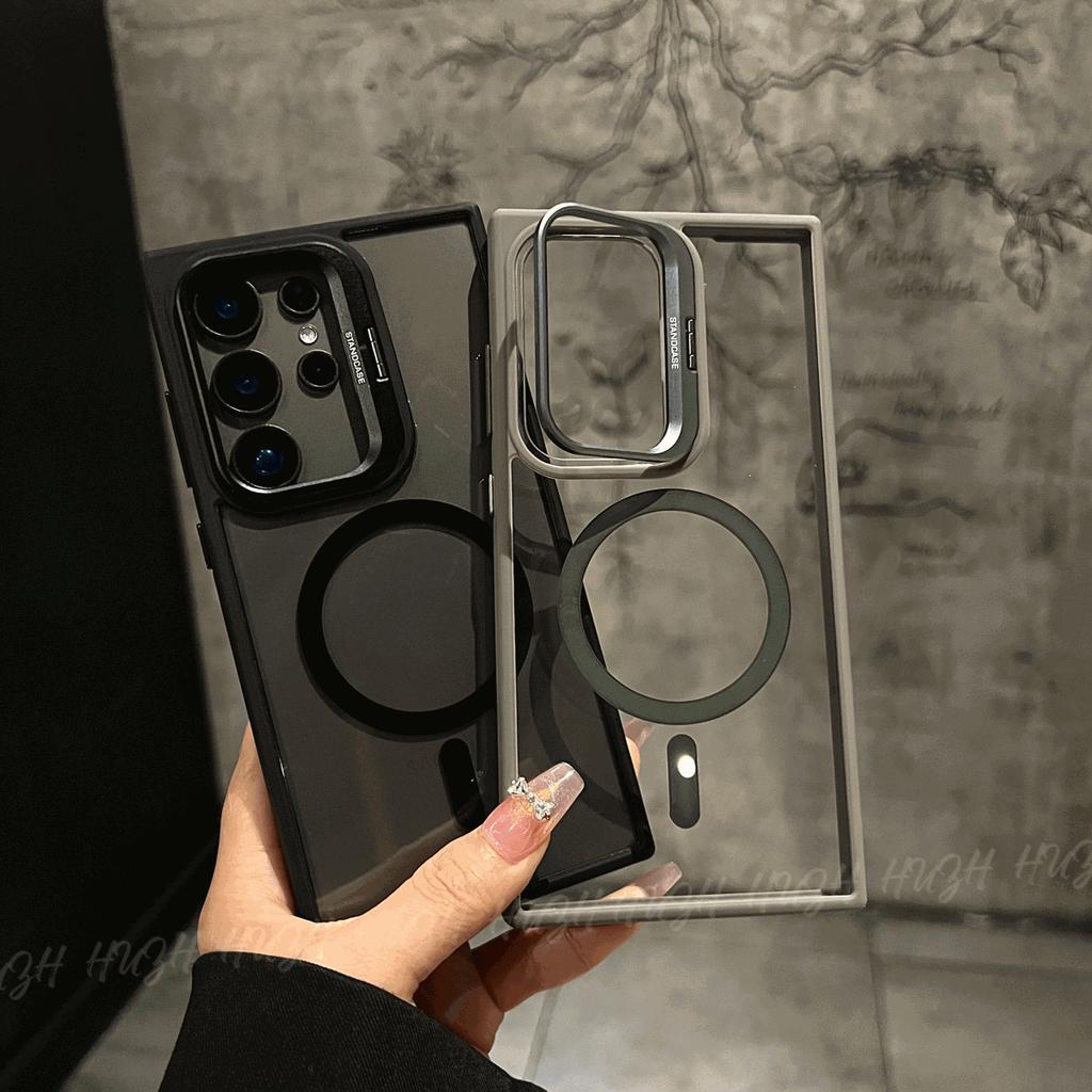 Applicable To Samsung S25ultra Mobile Phone Case S24ultra Magnetic Acrylic S23U Metal Frame Bracket