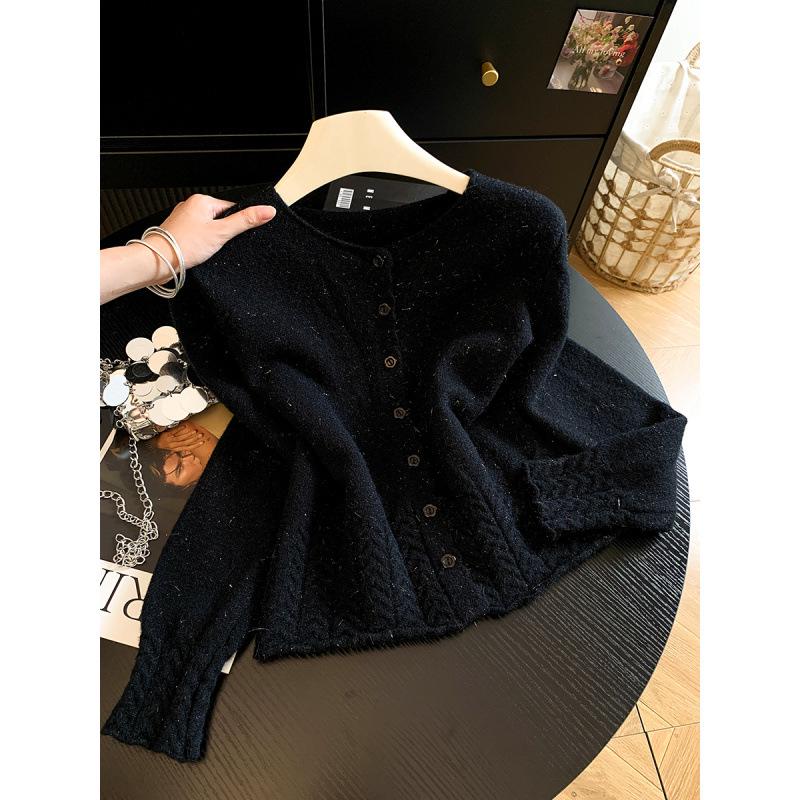 Women's 2026 Slimming Loose Knit Cardigan - Soft & Fluffy Crocheted Sweater Top for Autumn/Winter